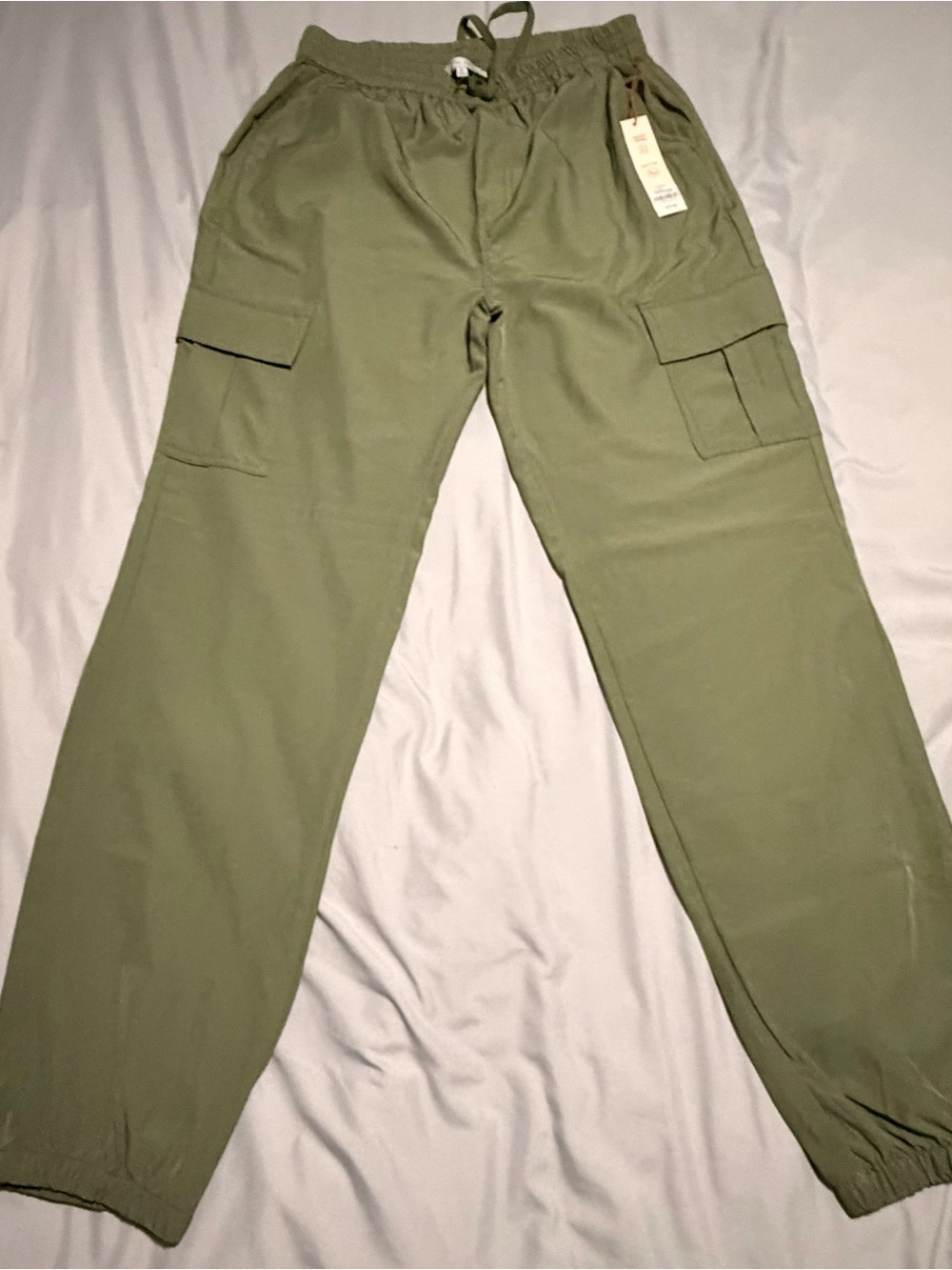 Olive Green Women’s Cargo Jogger Pants - Drawstring Waist